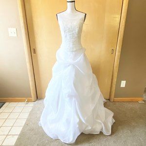 NWT Sz 14 Pallas Athena White 2 Pc Organza Wedding